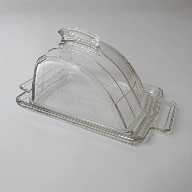 Art Deco Luxval Cheese Dome in Glass from Val Saint Lambert, 1935, Set of 2 For Sale - Image 3 of 10
