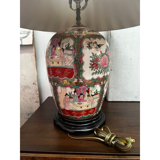 Vintage Chinoiserie Famille Rose Porcelain Lamps- a Pair For Sale - Image 12 of 12