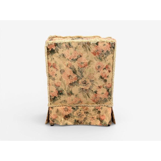 Traditional, Rolled Arm Lounge Chair, Floral Fabric, Wood, Usa, 1980s For Sale - Image 9 of 11