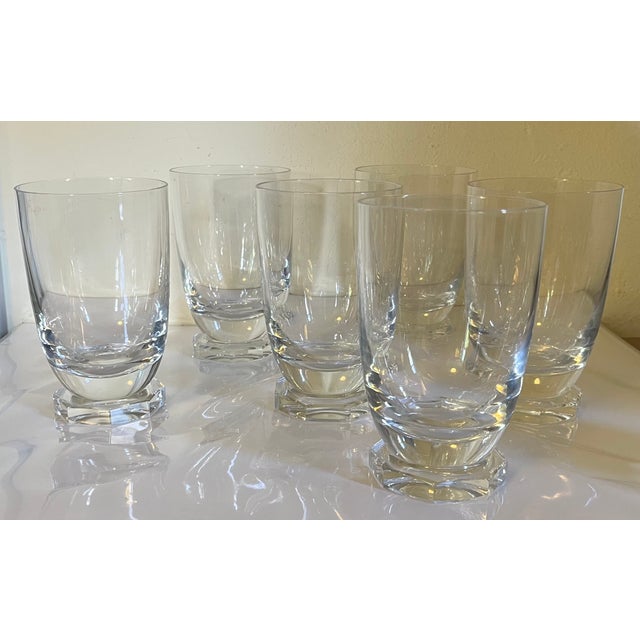 Large Art Deco Crystal High Ball Glasses or Water Goblets Circa 1930 - A Set of 6 For Sale In New York - Image 6 of 10