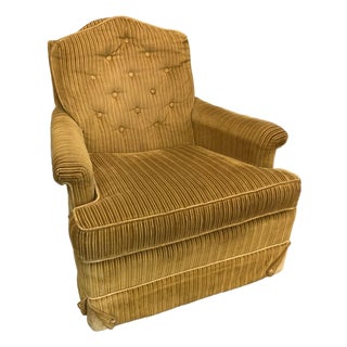 Clayton Marcus Vintage Club Chair in Golden Striped Velvet For Sale