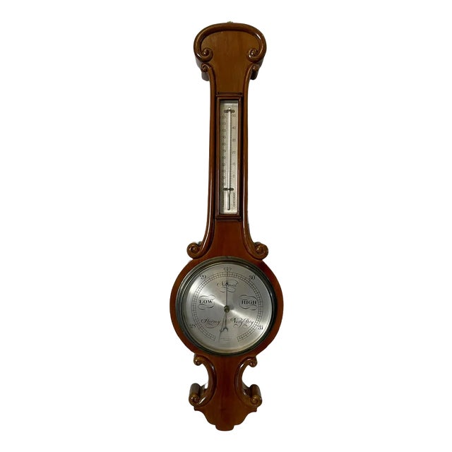 Antique Victorian Mahogany Banjo Barometer by James H Kelly of Glasgow, 1880 For Sale