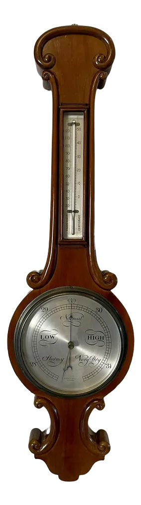 Antique Victorian Mahogany Banjo Barometer by James H Kelly of Glasgow, 1880