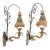 1970s Hollywood Regency Italian Gilt Torchère Wall Sconces With Beaded Fringe Shades - a Pair For Sale