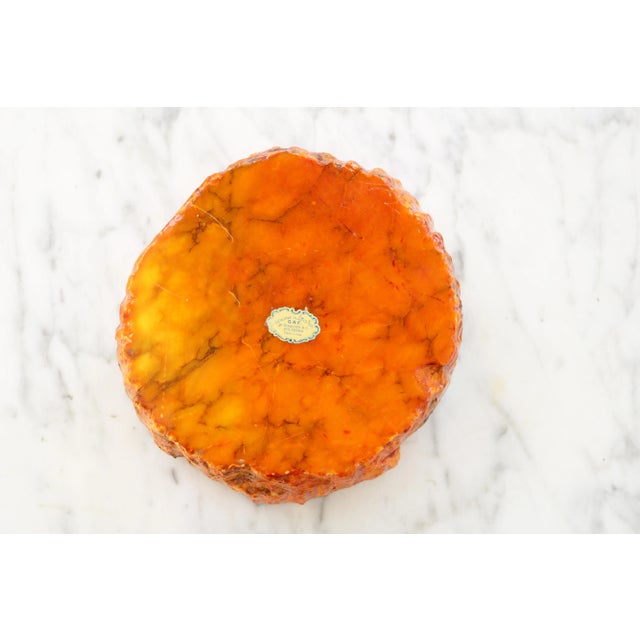 Stone Italian Alabaster Ashtray in Orange Amber by Di Gregoretti & C. Volterra, 1960s For Sale - Image 7 of 8