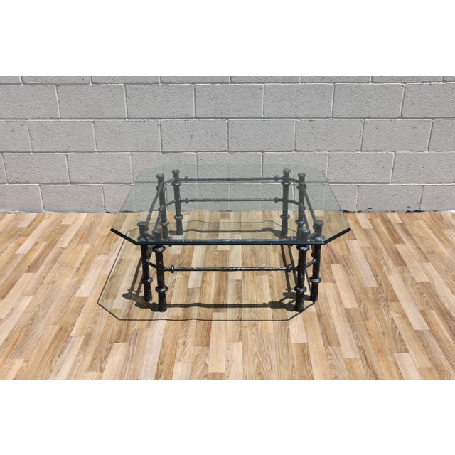 Vintage Giacometti Style Brutalist Sculptural Metal & Glass Coffee Table, 1970s For Sale - Image 10 of 18