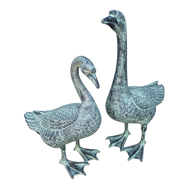 1990s Pair of Life Size Garden Geese For Sale