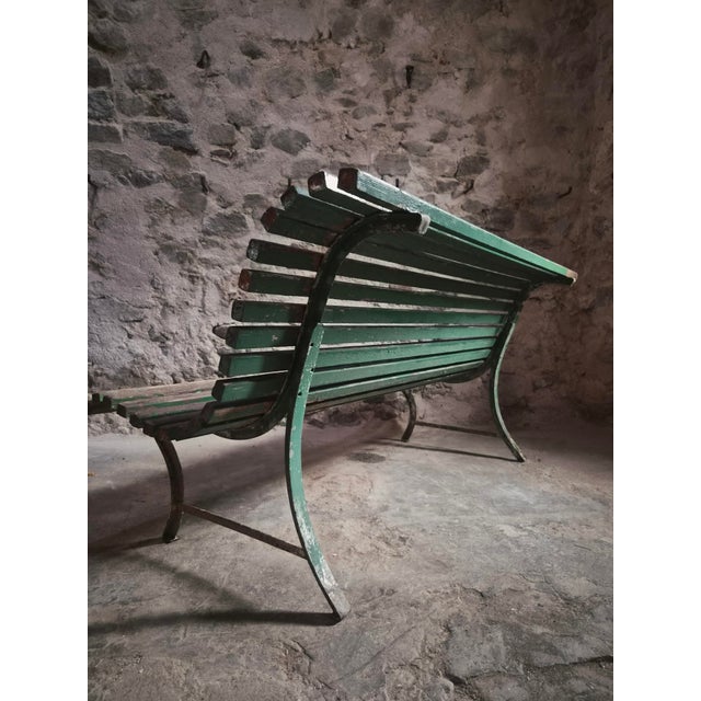 French Garden Bench in Wood and Iron, 1950s For Sale - Image 9 of 18