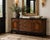 Vintage French Provincial Sideboard Buffet – Black Satin Top & Skirt, Tobacco Wood Finish, Gilt Hardware – 60” For Sale In Los Angeles - Image 6 of 12