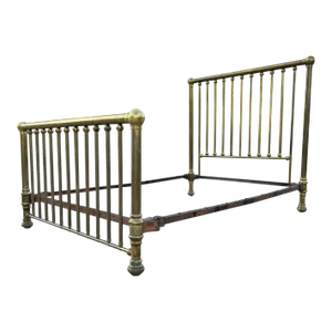 Antique Brass Double Bed Frame Circa 19th Century
