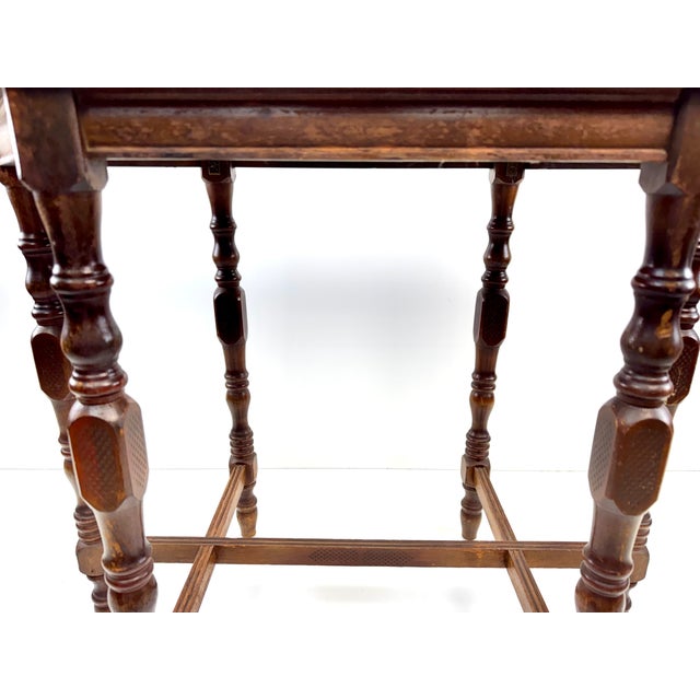 Brown Vintage English Oak Oval Occasional Side Table | Jacobean Revival Turned Leg Side Table For Sale - Image 8 of 10