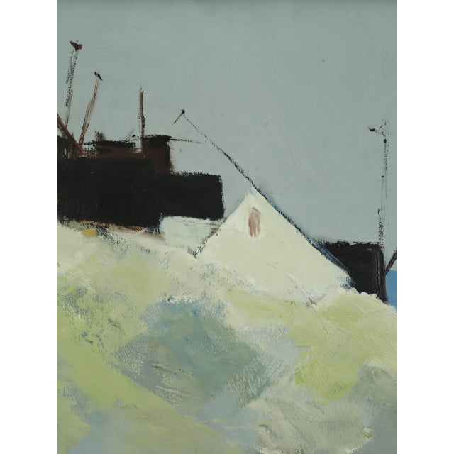 Mid-Century Modern 'Cliffside Houses' Swedish Original Coastal Landscape Oil Painting, Framed For Sale - Image 9 of 13