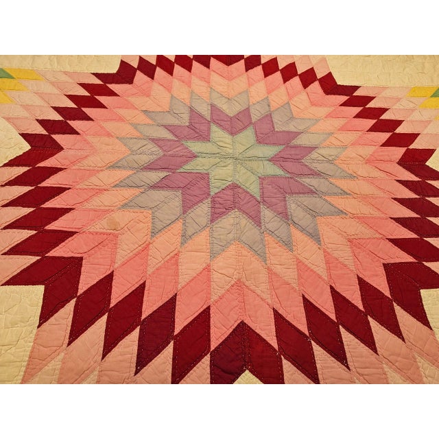 Vintage Hand-Stitched Lone Star Quilt, Early 20th Century For Sale - Image 11 of 12