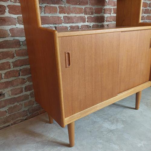 Oak Bookcase with Sliding Doors, Denmark, 1960s For Sale - Image 4 of 5