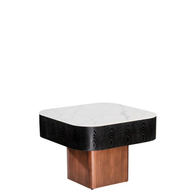 Wood Styles Ceramic Top Square End Table with Rounded Edges For Sale - Image 7 of 7