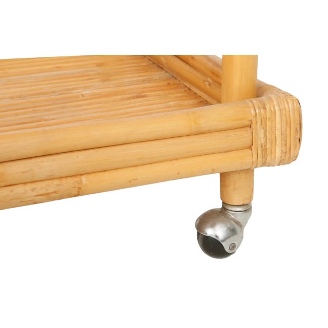 Wood Bamboo Two Tier Bar Cart For Sale - Image 7 of 8