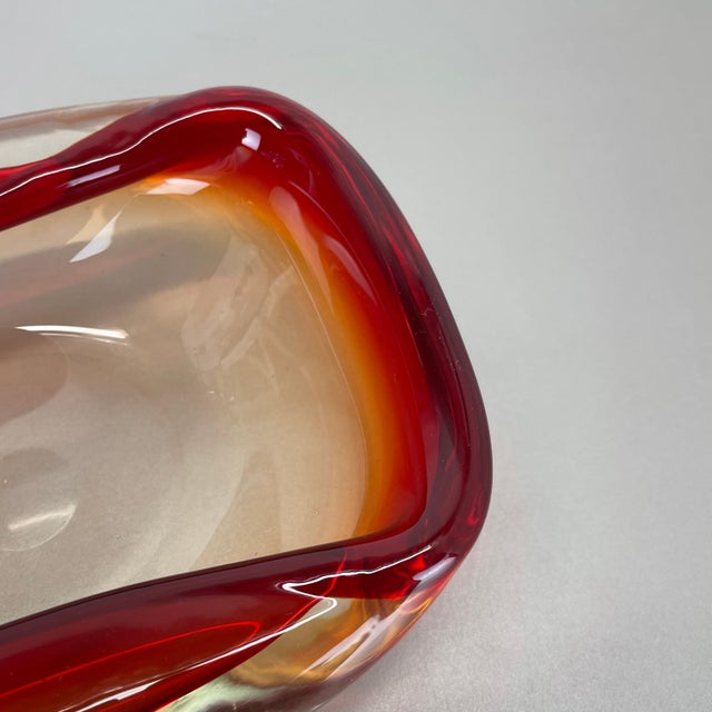 Italian Murano Glass Red-Yellow Bowl, 1970s For Sale - Image 11 of 18