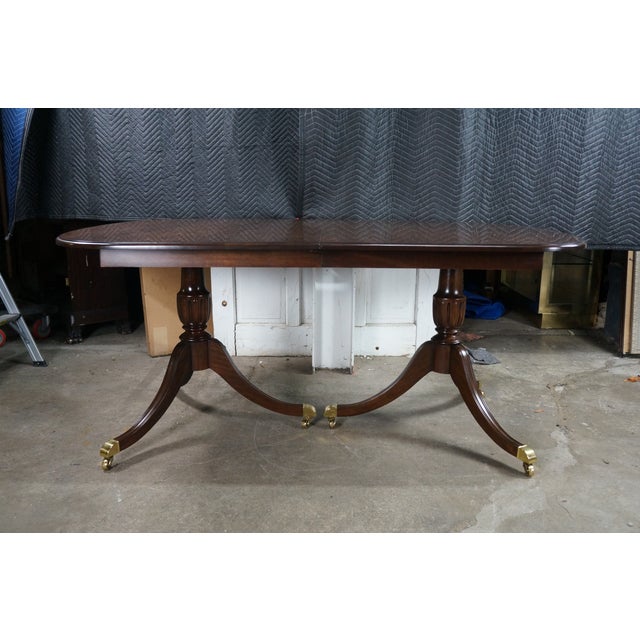 Late 20th Century Vintage Harden Furniture Solid Cherry English Regency Duncan Phyfe Dining Table For Sale - Image 5 of 18