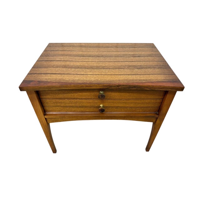 Wood Mid-Century Modern Lane Walnut & Rosewood Nightstands - Set of 2 For Sale - Image 7 of 10
