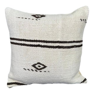 Turkish Hemp Pillow Cushion Natural Beige Black Pillow Cushion Cover 20"x20" For Sale