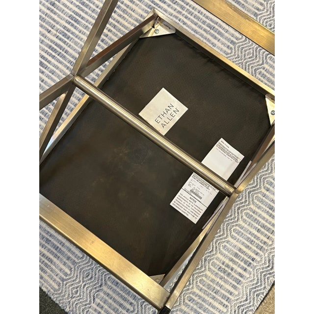 Silver Ethan Allen Xanadu Cross Brace Stool + Ottoman For Sale - Image 8 of 12
