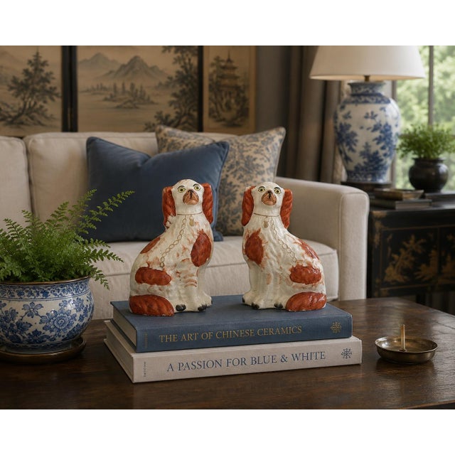 C.19th Staffordshire King Charles Dogs, a Pair For Sale In Los Angeles - Image 6 of 6