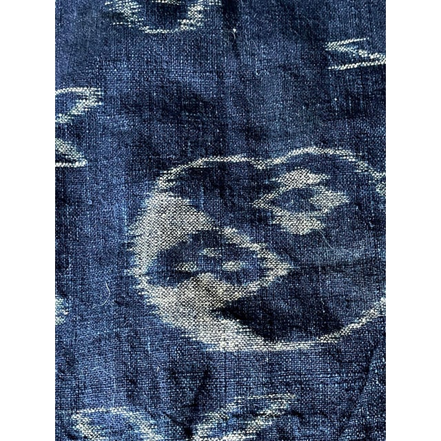 Textile Japanese Indigo Kasuri Ikat Traveling Cape For Sale - Image 7 of 17