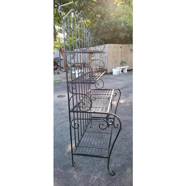 Mid 20th Century Black Wrought Iron Bakers Rack Chairish