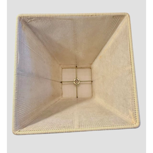 Vintage Chinoiserie 17 1/2” Table Lamp With Famille Rose Handpainted Porcelain Design on Brushed Brass Base For Sale - Image 9 of 12