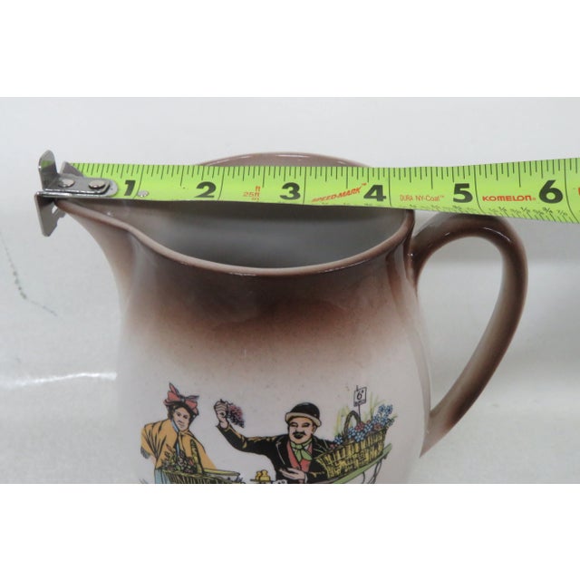 Ceramic Staffordshire Ronney Pottery England Painted Pitcher Jug For Sale - Image 7 of 11