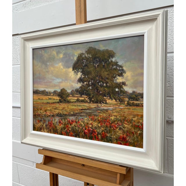 Vintage Impressionist English River Landscape Painting with Flowers & Figures 1985 For Sale - Image 12 of 16