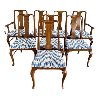 Set of 8 Vintage Queen Anne Mahogany Dining Chairs For Sale