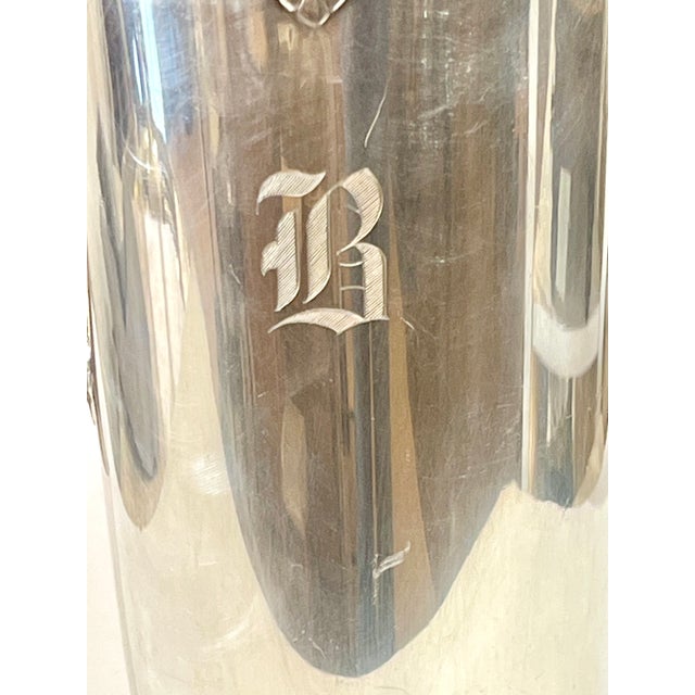 Antique Art Deco Silver Plate Cocktail Shaker With Monogram B For Sale - Image 12 of 12