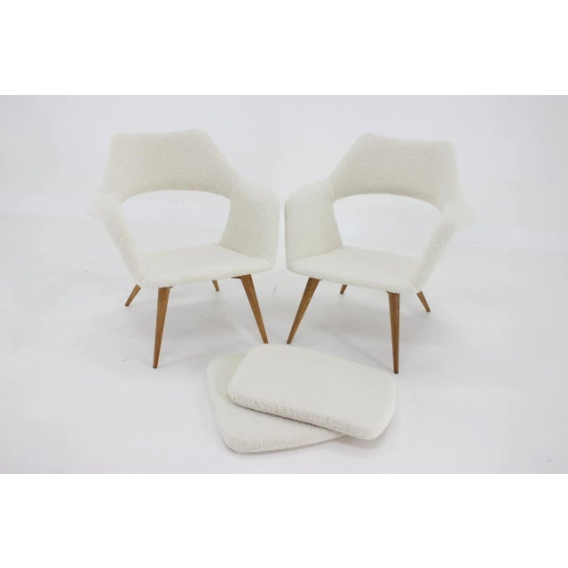 Set of Sheepskin Shell Armchairs from Miroslav Navratil, 1960s For Sale - Image 6 of 10