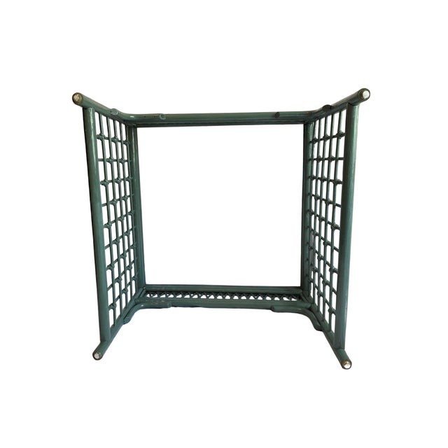 1970s Palm Beach Style Custom Emerald Lacquered Bamboo & Double Lattice Coffee Table For Sale - Image 10 of 10