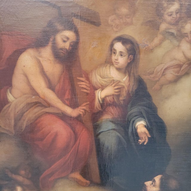 After Murillo, Vision of Saint Francis of Assisi at the Porziuncola, 19th Century, Oil on Canvas For Sale - Image 14 of 18