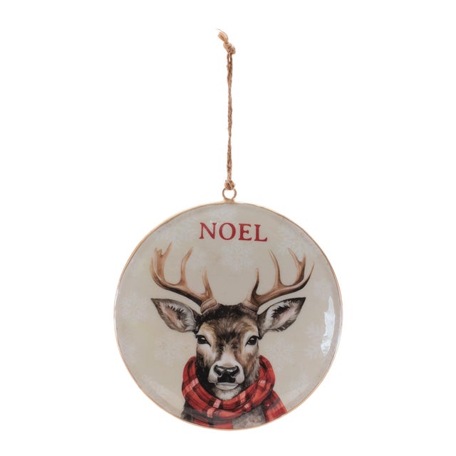Kenneth Ludwig Chicago Iron Disc Deer Ornament Set of 6 For Sale - Image 4 of 5