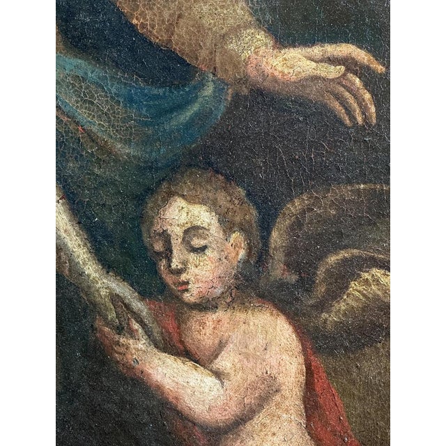 Spanish Baroque Artist, Pietà with Mater Dolorosa and Angel, 1700s, Oil on Canvas For Sale - Image 6 of 11