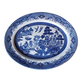 Vintage Churchill Blue Willow Georgian Serving Platter, England For Sale