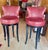 Custom pair of Cameron Collection swivel armless bar height stools. Upholstered in a Bespoke combination of Townsend...