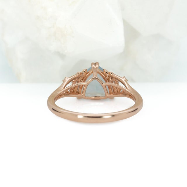 1.4ct Aquamarine Ring With Natural Diamond Accents: Solid 14k Gold, Trillion 8mm For Sale - Image 10 of 10