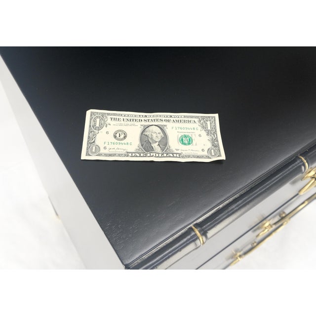 Black Black Lacquer Solid Brass Drop Pulls Faux Bamboo 3 Drawer Bachelor Chest Dresser For Sale - Image 8 of 10