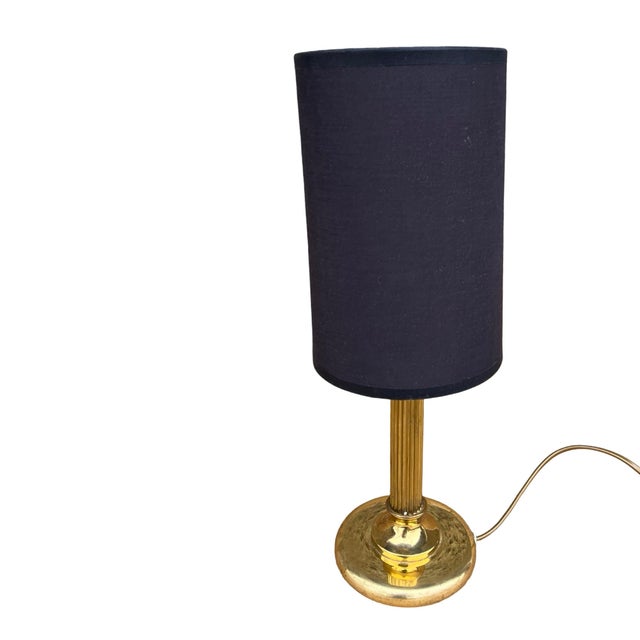 Brass Night Lamp, Table Lamp With Lampshade, Germany, 1970s. For Sale - Image 6 of 12