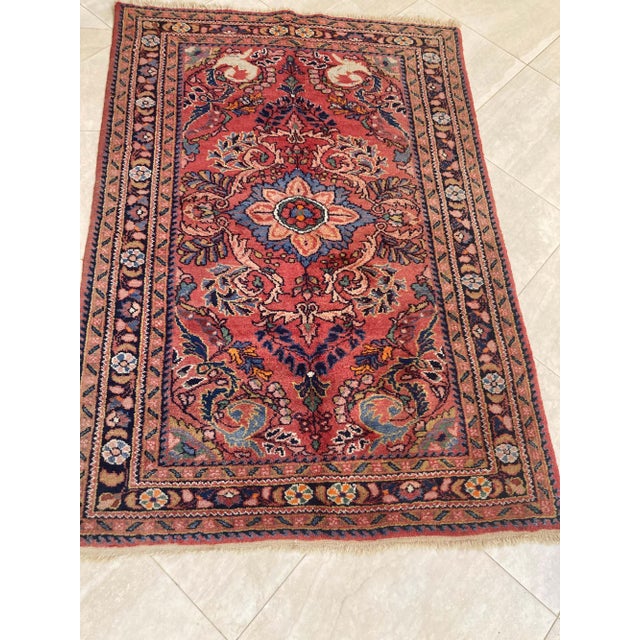 Antique Hand-Knotted Turkish Rug, Wool, Floral Design, 1940, Turkey For Sale In Palm Springs - Image 6 of 17