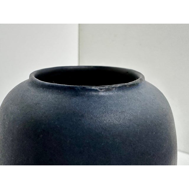 Mid-Century Modern Vintage Studio Ceramic Vase in Matte Midnight Blue by Andreas Kastl, Germany, 1950s For Sale - Image 3 of 13