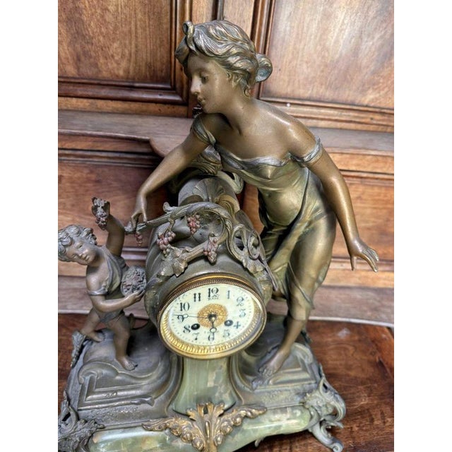 19th Century Art Nouveau Clock in Bronze For Sale - Image 3 of 6