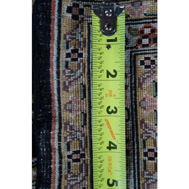 Vintage Oriental Floral All Over Wool & Silk Geometric Black Lotus Area Rug 8' For Sale - Image 10 of 12
