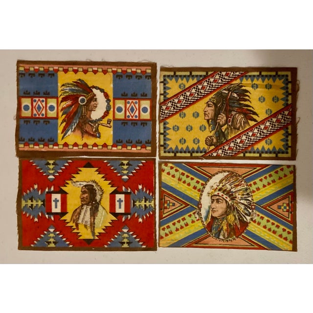 24 Antique Tabacco Felts (Flannel) American Indian Chiefs, Rugs, Blankets, Animals Tabacciana C 1910- 1915 Americana. Cigar History. Ready to Frame For Sale - Image 4 of 7