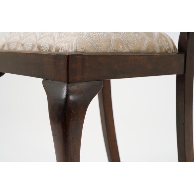 Queen Anne Style Dining Chairs in Jaquard Fabric, 1890s, Set of 4 For Sale - Image 15 of 18