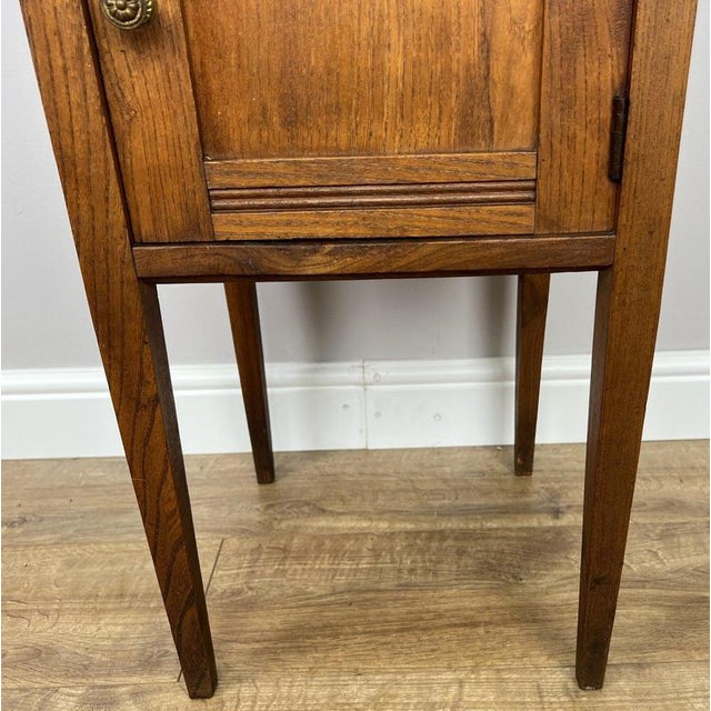 Metal Antique French Oak Bedside Table with Marble Top For Sale - Image 7 of 12